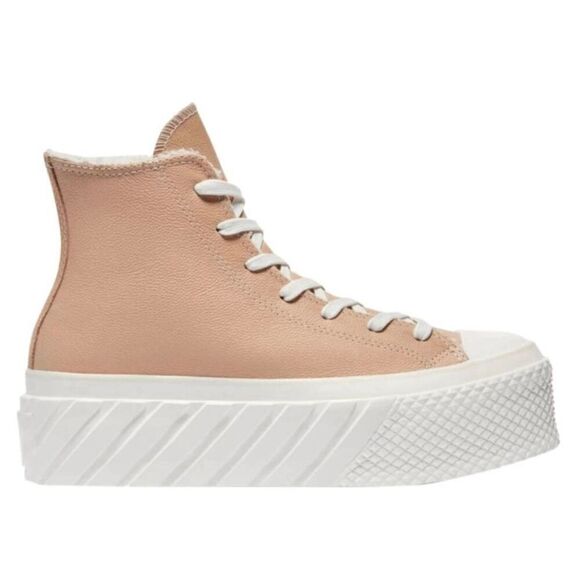CONVERSE Chuck Taylor All Star 2X Platform High "Cozy Sherpa/Vachetta Beige" Sne - Picture 1 of 9